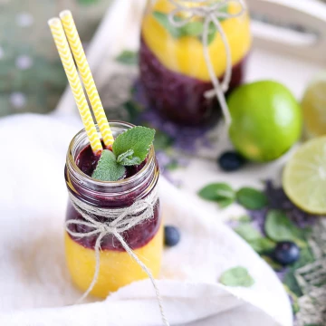 Blueberry & mango smoothie - a healthy and delicious dessert made as a part of a photo session for a cook book which will be on sale next year. 