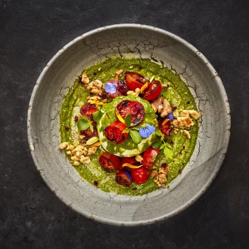 Gorgeous burrata dish taken at the highly acclaimed Fucina Restaurant, Marylebone, London.<br />
<br />
Restaurant: @fucinalondon<br />
Chef: @jordanchef_lad<br />
Owner: @kurtzdesar<br />
Styling: @iaingrahamchef<br />
Photographer: @jodihindsphoto<br />
Agency: @thisismission<br />
Retouch: @theforge.co<br />
