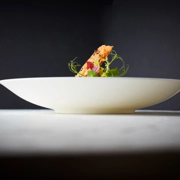 Stunning dish shot for Royal Crown Derby and Park Lane Hilton Hotel, London<br />
The shape of the dish really highlights the dish.<br />
