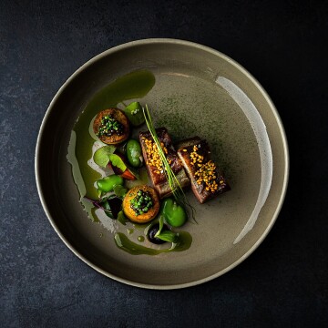 Lamb | Creme of paprika’s | Red pepper | Sesame | Kymchi⁣<br />
⁣<br />
Art created by chef @dennis_huwae of @rest_daalder ⁣<br />
<br />
<br />
<br />
<br />
<br />
<br />
