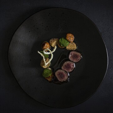 Veluwse deer" | Fermented turnip | Deer jerky | Chantarelles.⁣<br />
⁣<br />
Created by the chef: @lars_scharp of @lars_amsterdam<br />
<br />
<br />
<br />
<br />
<br />
<br />
<br />
<br />
<br />
