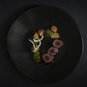 Veluwse deer" | Fermented turnip | Deer jerky | Chantarelles.⁣<br />
⁣<br />
Created by the chef: @lars_scharp of @lars_amsterdam<br />
<br />
<br />
<br />
<br />
<br />
<br />
<br />
<br />
<br />
