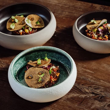 Photo taken during a plating workshop with the outstanding chef Ernest Jagodziński. He showed how to use beautiful Fine Dine plates to present some of the dishes.<br />
<br />
On the plate we have Deer / ponzu / boletus / pickles<br />
<br />
@marcin4funphotos<br />
@chefstablebyernest<br />
@ernest.jagodzinski.7<br />
@finedineeurope<br />
@gastrohouse1<br />
@fotofoodie<br />
@koppertcresspl