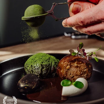 Photo taken during a plating workshop with the outstanding chef Ernest Jagodziński. He showed how to use beautiful Fine Dine plates to present some of the dishes.<br />
<br />
On the plate we have Duck with pistachios, cabbage roll with pearl barley, celery cheesecake, thyme mousse!<br />
@marcin4funphotos<br />
@chefstablebyernest<br />
@ernest.jagodzinski.7<br />
@finedineeurope<br />
@gastrohouse1<br />
@fotofoodie<br />
@nikon_pl @nikoneurope @nikonusa @godox_global