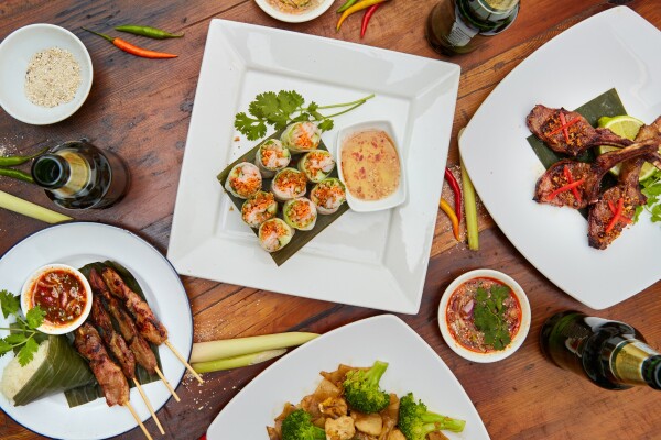 A project for Chang Beer shot at Gala Thai in Los Angeles.  Thai food is known for its vibrant colors and flavors,  so we accented the table with chilies, lemongrass, nuts, and various sauces. 

Canon 6D; Canon EF 24-105mm f/4 IS USM. 1/160 second, f/8, ISO 250.