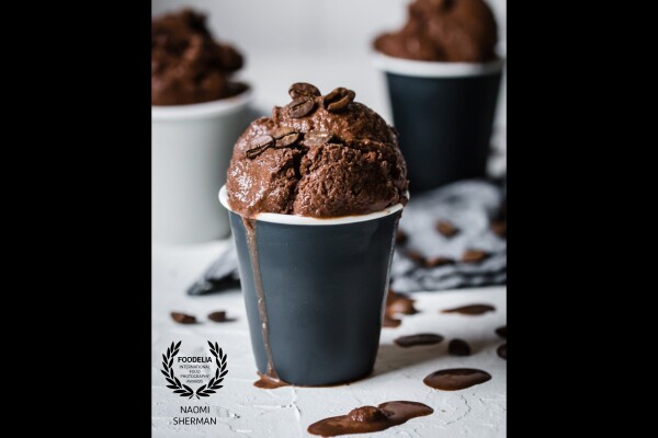 Mocha ice cream, developed and shot for a client.<br />
These delicious little pots of frozen goodness were shot in my studio using natural side light.