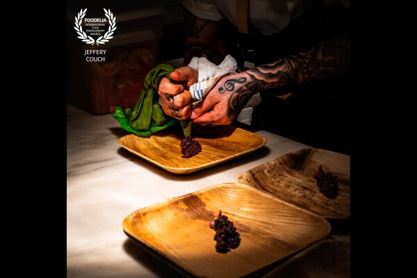 LA Food Bowl, Beast Feast at Gwen Los Angeles. This is a photo of Chef Neal Fraser's assistant preparing tasting plates for his dish. <br />
@nealfraser<br />
@curtisstone<br />
@josishcitirn<br />
@gwenLA<br />
@lA Food Bowl