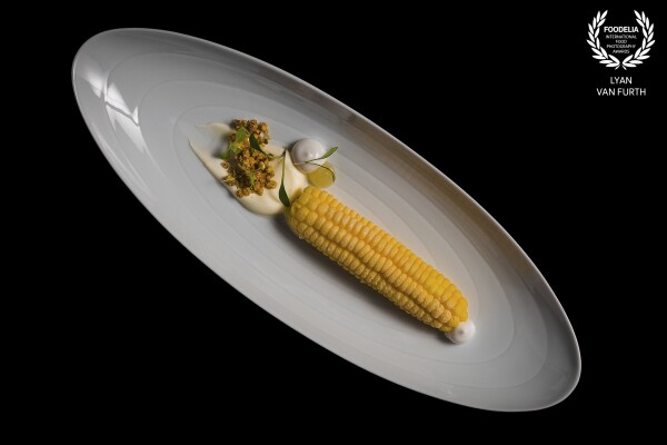 Popcorn/cocos/creme fraiche amazing dessert created by master chef Dennis Huwaë of restaurant Daalder in Amsterdam City. Crafted to look like real corn. You have to taste to know! :)