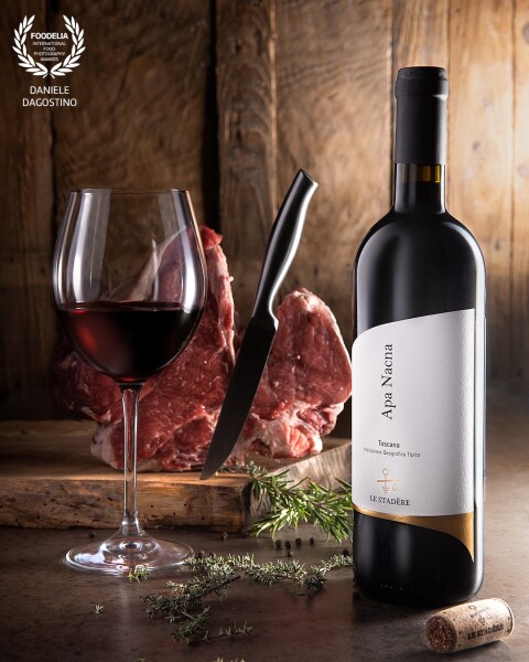 Red wine and meat are an ideal match.<br />
very clean shot, simple style and soft light and “warm mood”<br />
Shot by Nikon D810 and Hensel contra studio ligth