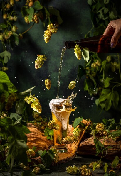 Craft light beer. Advertising photo for a brewery, a local Ukrainian business.