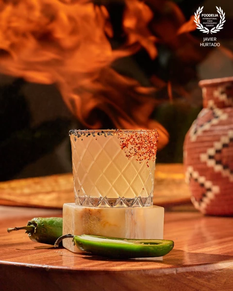 Flaming Jalapeño Delight! 
Flames encircling the glass are skillfully shot to create a dynamic and...