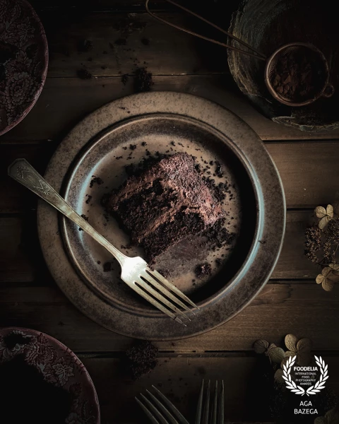 Chocolate cake, captured with a natural light.