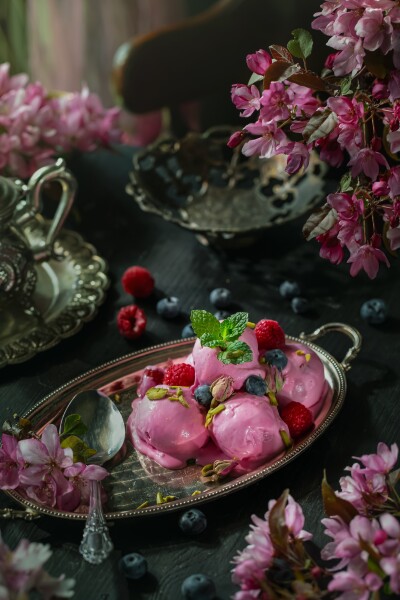 Raspberry icecream with its full beauty.