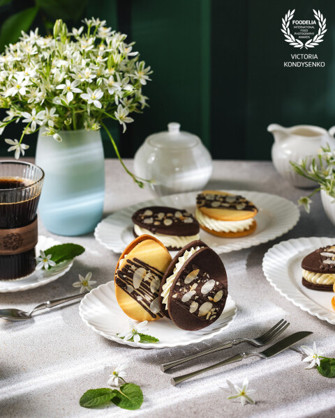 Easter marshmallow cookies. Advertising photo of an online store of craft products, a local Ukrainian business.