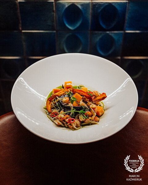 Autumn delicious sepia pasta/crayfish necks/pumpkin/lobster bisque at Bergo Restaurant in Szklarska Poręba - Poland.<br />
@marcin4funphotos<br />
@fotofoodie<br />
@restauracja_bergo<br />
@hotel_bergo<br />
@andrzej_sawka