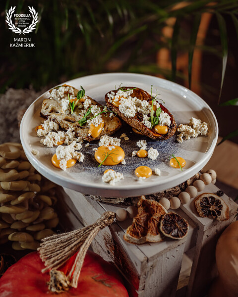 Autumn delicious cod, shrimp mayonnaise, smoked cottage cheese, baked potato at Gusto Restaurant in Karpacz - Poland.<br />
@marcin4funphotos<br />
@fotofoodie<br />
@restauracja_gusto<br />
@hotel_tremonti_karpacz<br />
@maciejmoranski