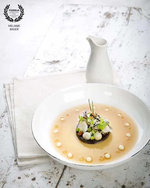 Nasu Dengaku, interpretation by German 1-star chef Julia Komp. Japanese dish with glazed eggplant &...