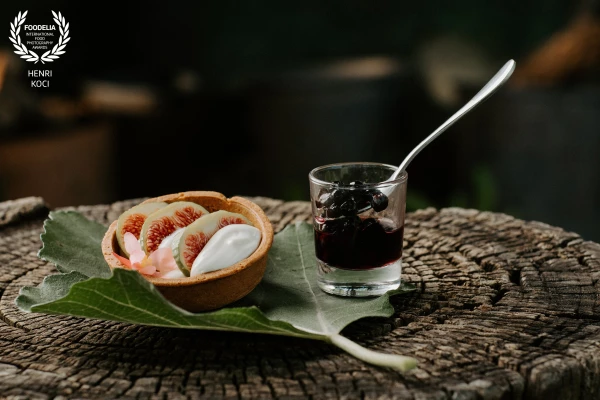 Homemade fig jam and cheese, prepared on-site using 100% local Albanian products, just as nature int...