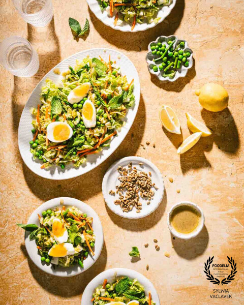 Spring my way.
Crunchy napa cabbage, sweet peas, tender asparagus, and jammy eggs. Delicious, flavor...