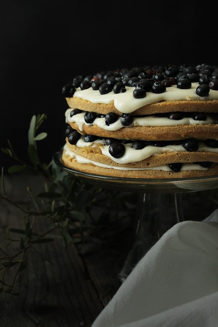 I took my niece to a blueberry farm where we picked fresh, organic blueberries all day.<br />
We decided to bake an Italian blueberry cake and this was the final product.<br />
It was dense, moist, sweet, and the blueberries added the perfect texture and freshness.