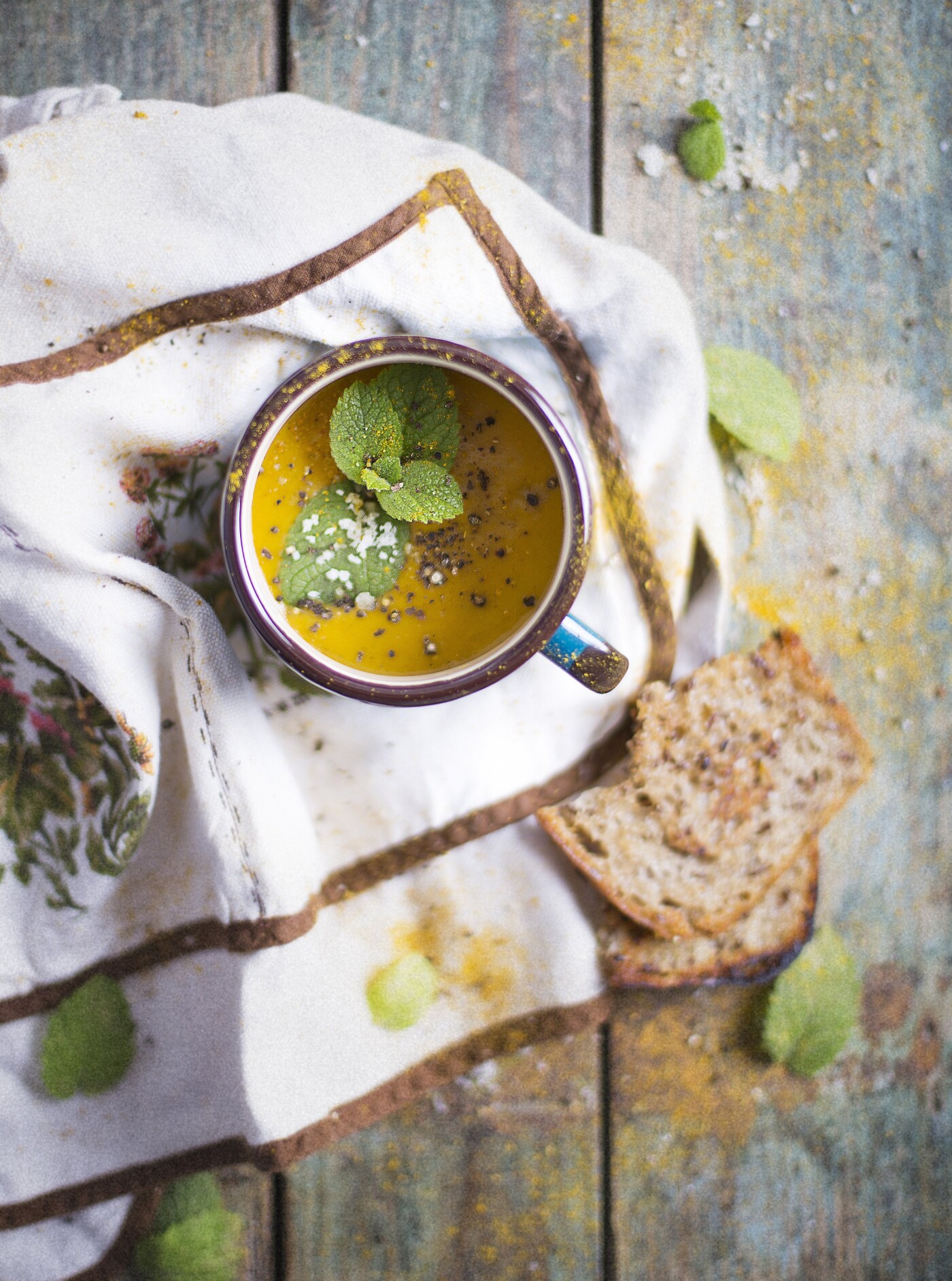 Delicious creamy soup with a touch of sea salt and fresh mint leaves as a perfect winter meal - the picture will be featured in the cook book :)