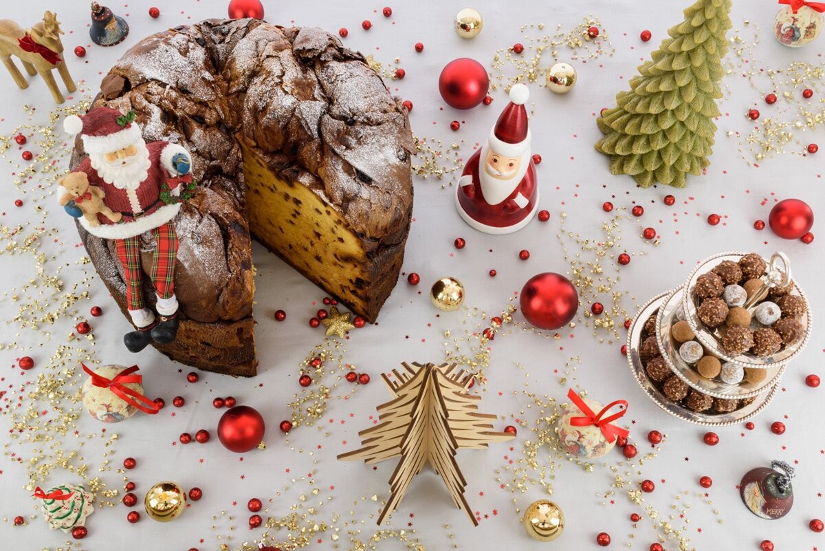 A nice Christmas desert selection including Panettone and chocolate truffles.<br />
This photo was shot in Dubai in August and the main challenge was to try to give it a genuine Christmas mood & feel despite the extremely hot weather we had during our shoot.<br />
