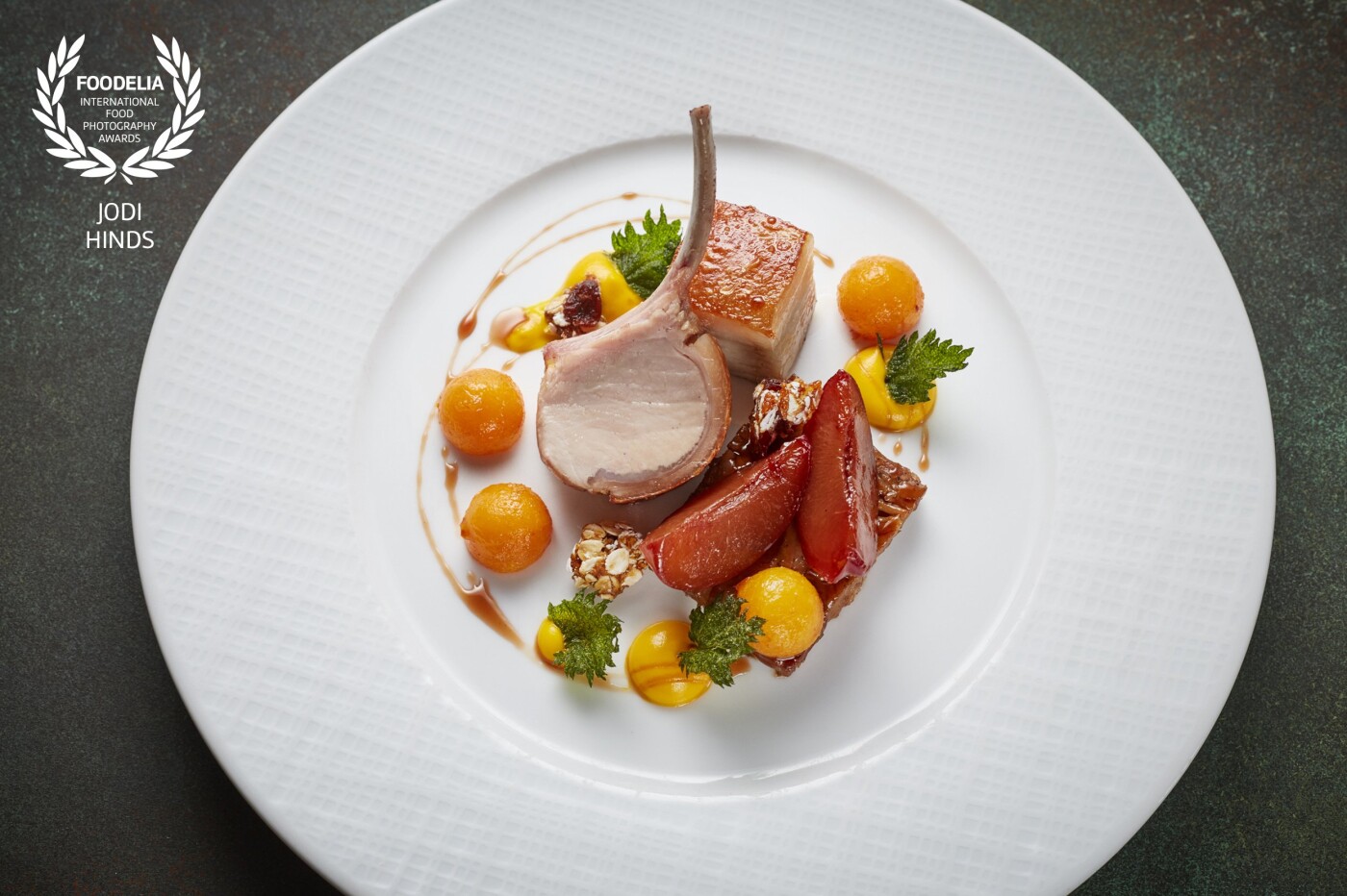 Gorgeous fresh spring dish from Ross Bryan at Corrigans, Mayfair.  This pork dish is full of incredible twists of flavours from the baked plums to the muesli balls. Really gorgeous..<br />
<br />
Restaurant:@corrigans_mayfair<br />
Owner: @chefcorrigan<br />
Chef: @rosspotsnpans<br />
Photographer: @jodihindsphoto