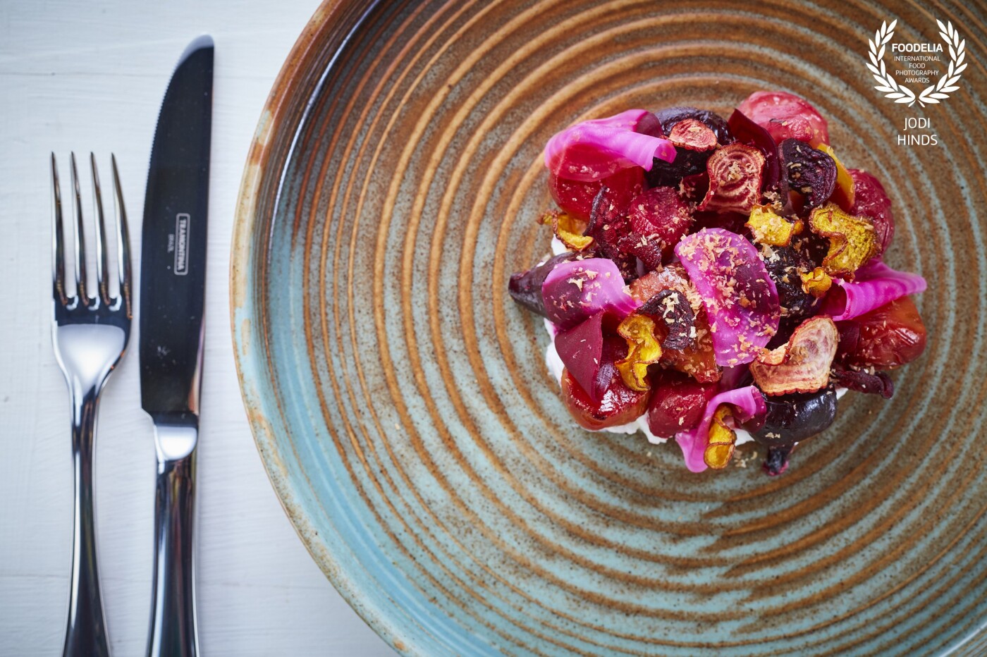 Gorgeous beets dish from Mike Reid's latest M Restaurant in Twickenham, London.  The crockery is so gorgeous with this dish too.<br />
<br />
Photographer: @jodihindsphoto<br />
Chef: @mikereidchef<br />
Restaurant: @mbarandgrill<br />
