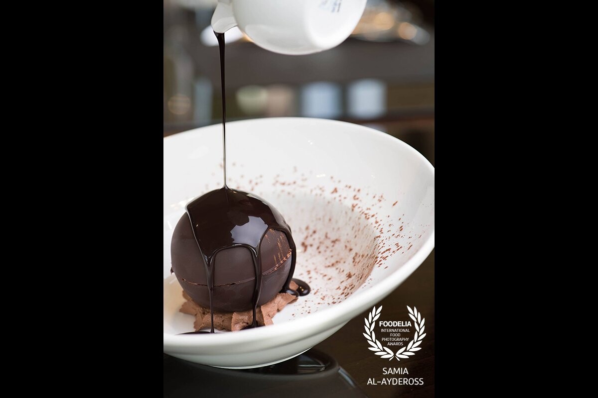 This is a shot of a mouthwatering Chocolate ball sweet dessert ,.<br />
I have taken this shot for a restaurant Photoshoot , the dessert was wonderful in look & taste :D<br />
