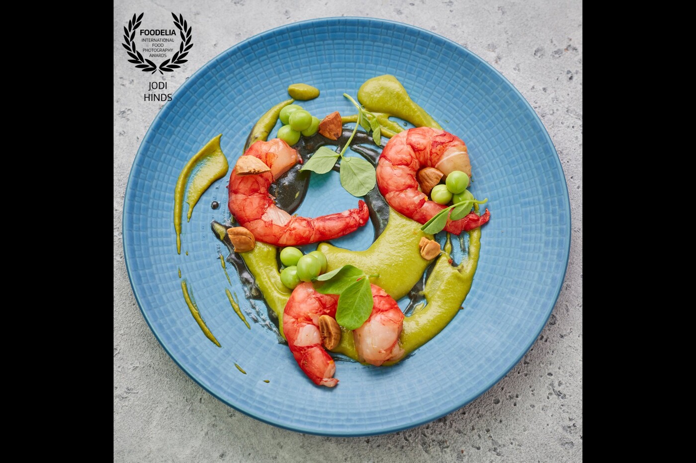 Chef Mike Reid never fails to bring out new, creative and sumptuous dishes at M Restaurants.  Here is his cured red prawns, english peas, coal cooked potato and squid ink sauce.<br />
Chef: @mikereidchef<br />
Restaurant: @mrestaurants<br />
Owner: @martinwilliams32<br />
Photograph: @jodihindsphoto