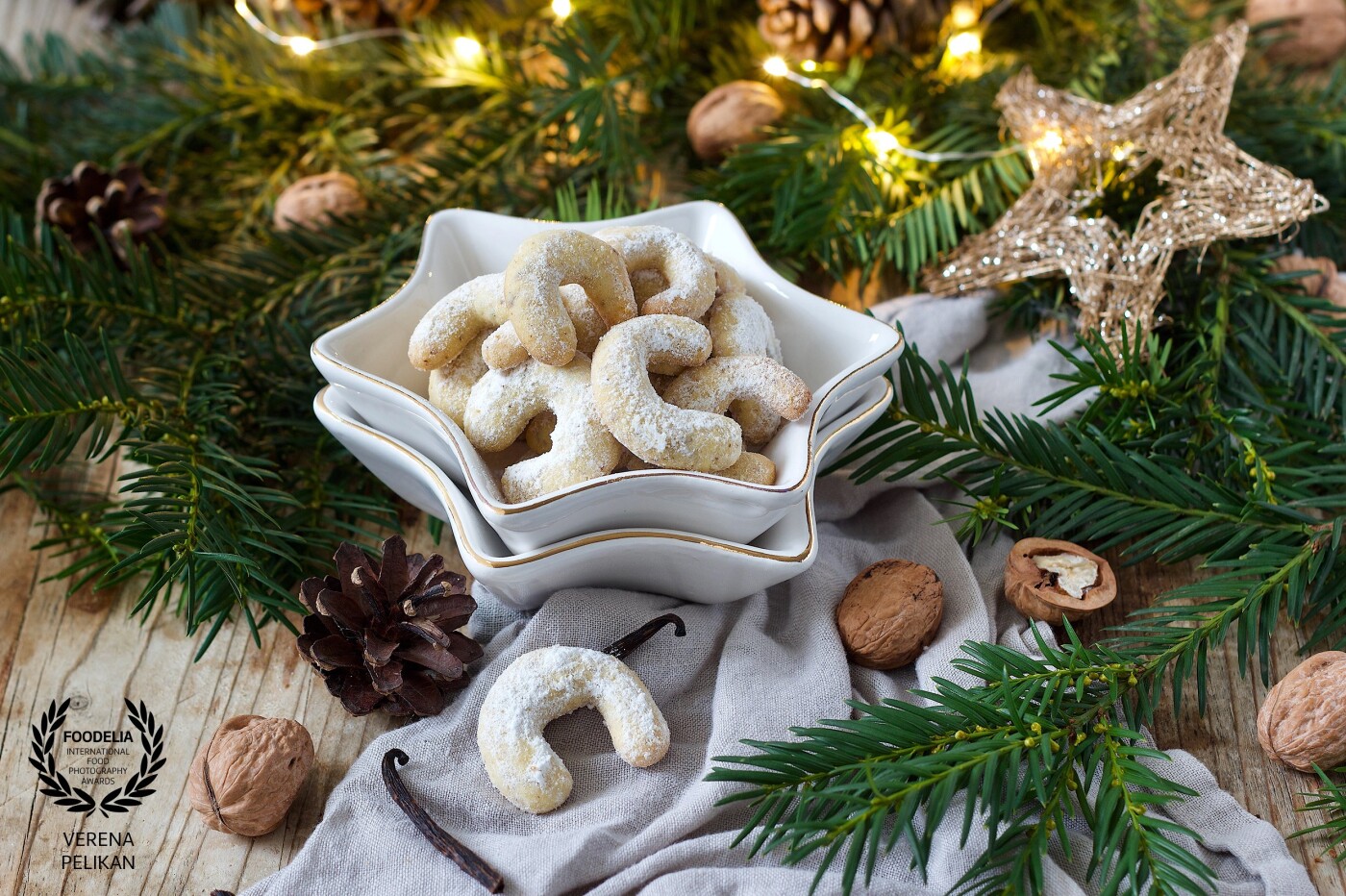 Vanilla Crescent Cookies, traditional Austrian Christmas cookies.<br />
Recipe can be found on my website: sweetsandlifestyle.com/rezept/vanillekipferl