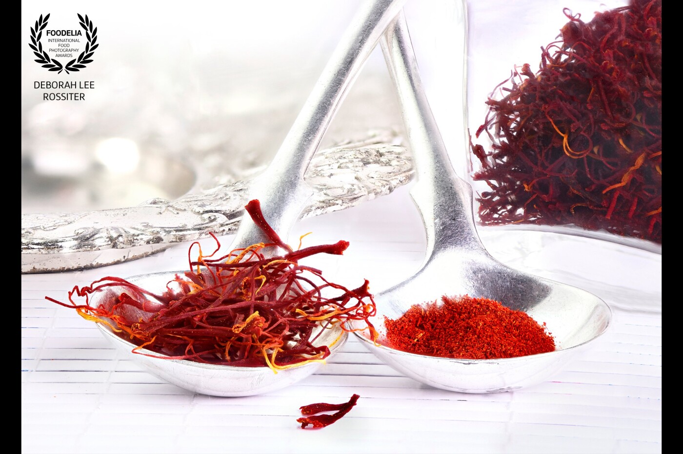 Using saffron for either sweet and savory dishes can be very expensive,  lucky just a very small amount of this spice that weight for weight is more expensive than gold once infused will produce the most intents flavor and color. <br />
My image idea was to reflect the luxury that is associated with this spice 