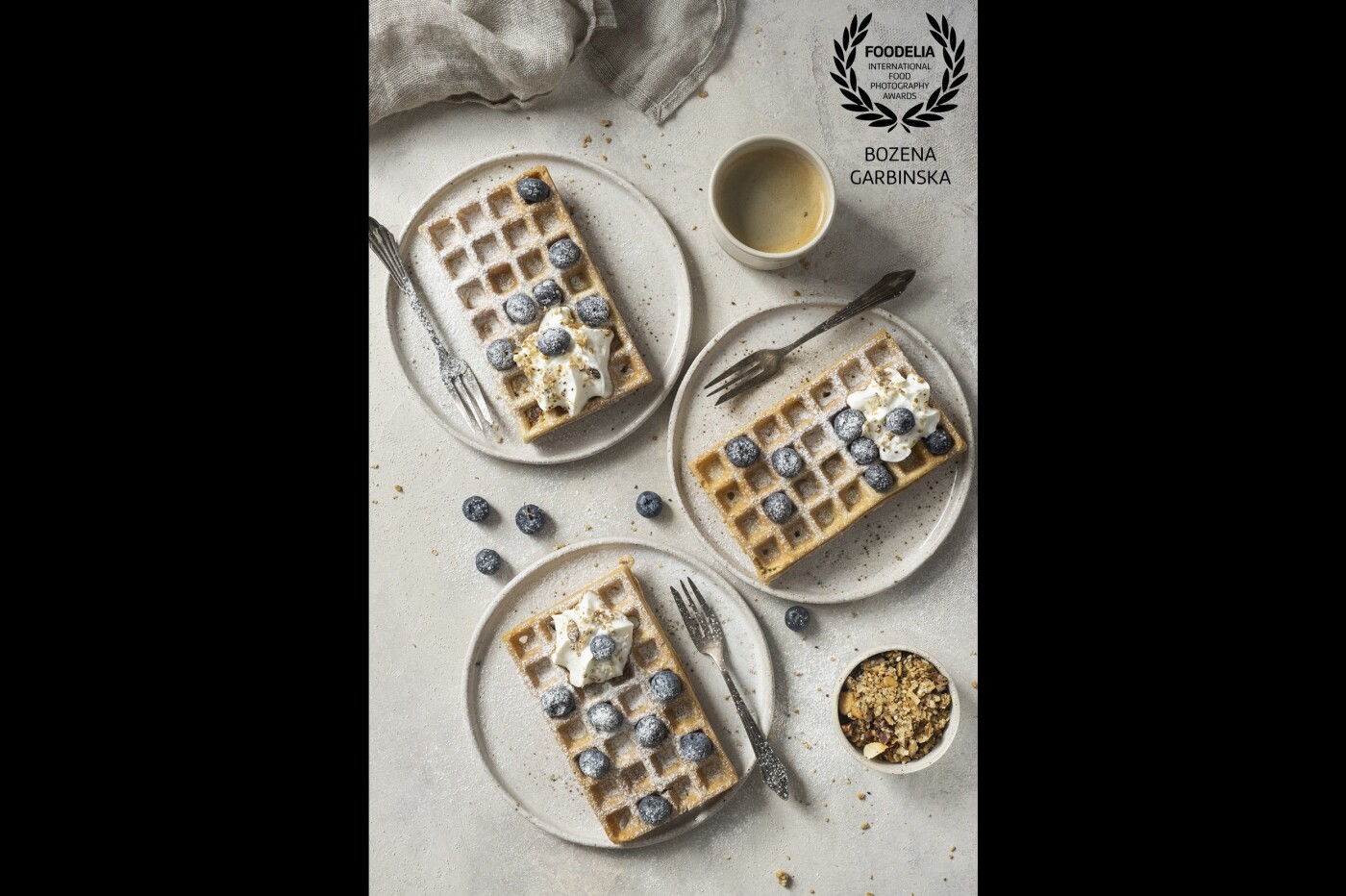 Gluten-free waffles - my first time with this recipe and full success. They tested everyone in my home.<br />
Camera: Fuji X-T3 <br />
Lens: Fujinon 16-55 mm <br />
Settings: ISO 160, 47 mm, f/4.5, 1/50 sec, tripod, daylight
