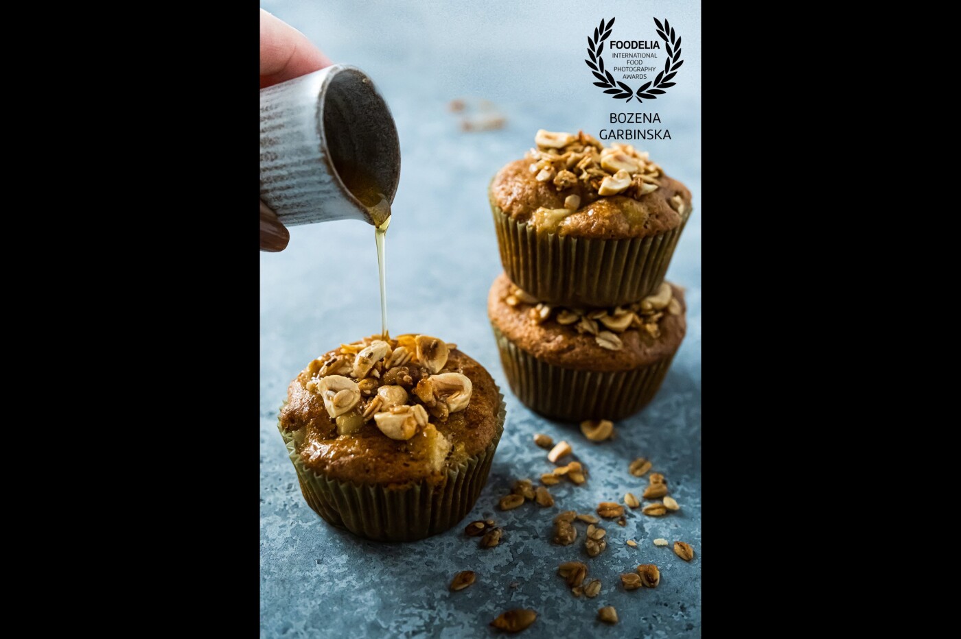 Oats muffins with apple and hazelnut sweetened with honey and tagatose<br />
Camera: Fuji X-T3<br />
Lens: Fujinon 16-55 mm<br />
Shot using natural light.