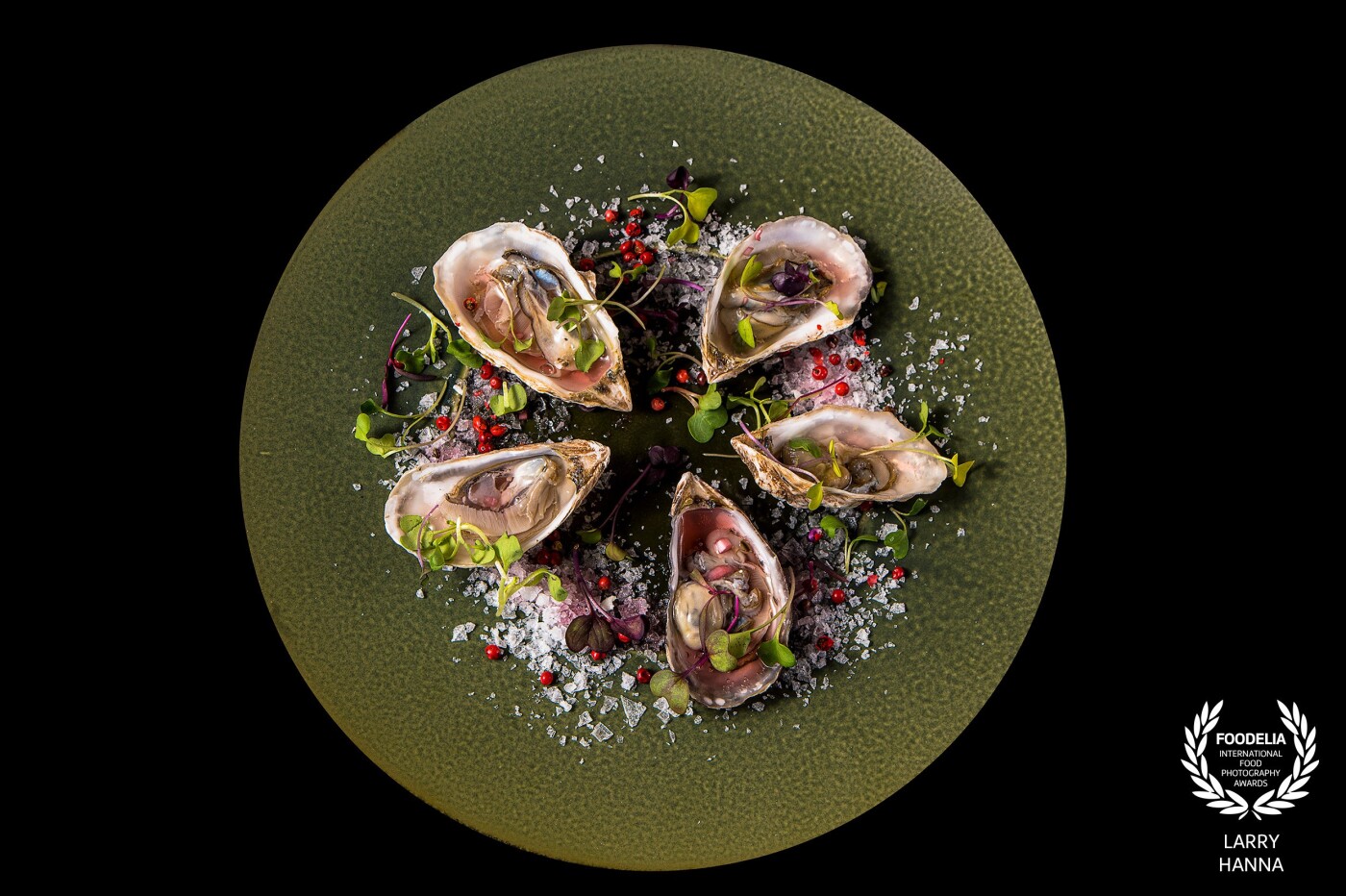 This image of oysters on the half shell was created for the Napa Valley Grill in Beverly Hills, CA.  The photo was taken inside the restaurant using a strobe light.  The food was prepared by their chefs and styled by Amy Villareal. 