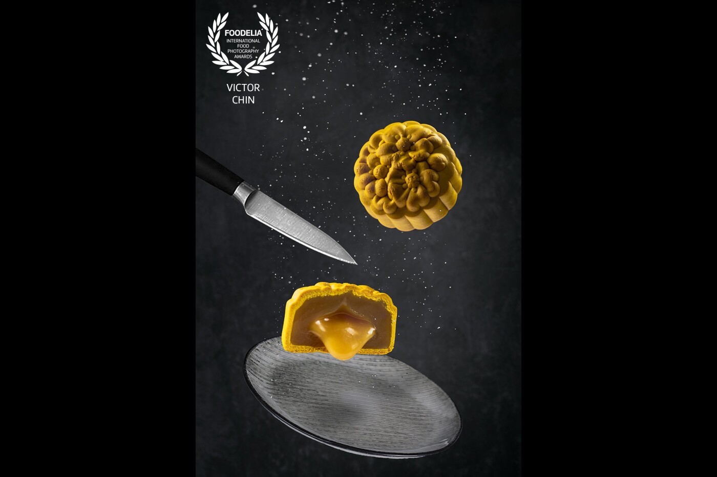 This photo was taken for a local bakery shop. This is a durian paste mooncake. Is a new product launched for the Chinese Festive Season, Mid-Autumn Festival also known as Mooncake Festival? In Chinese culture, roundness symbolizes completeness and togetherness. A full moon symbolizes prosperity and reunion for the whole family. Round mooncakes complement the harvest moon in the night sky at the Mid-Autumn Festival. The mooncake is not just-food.
