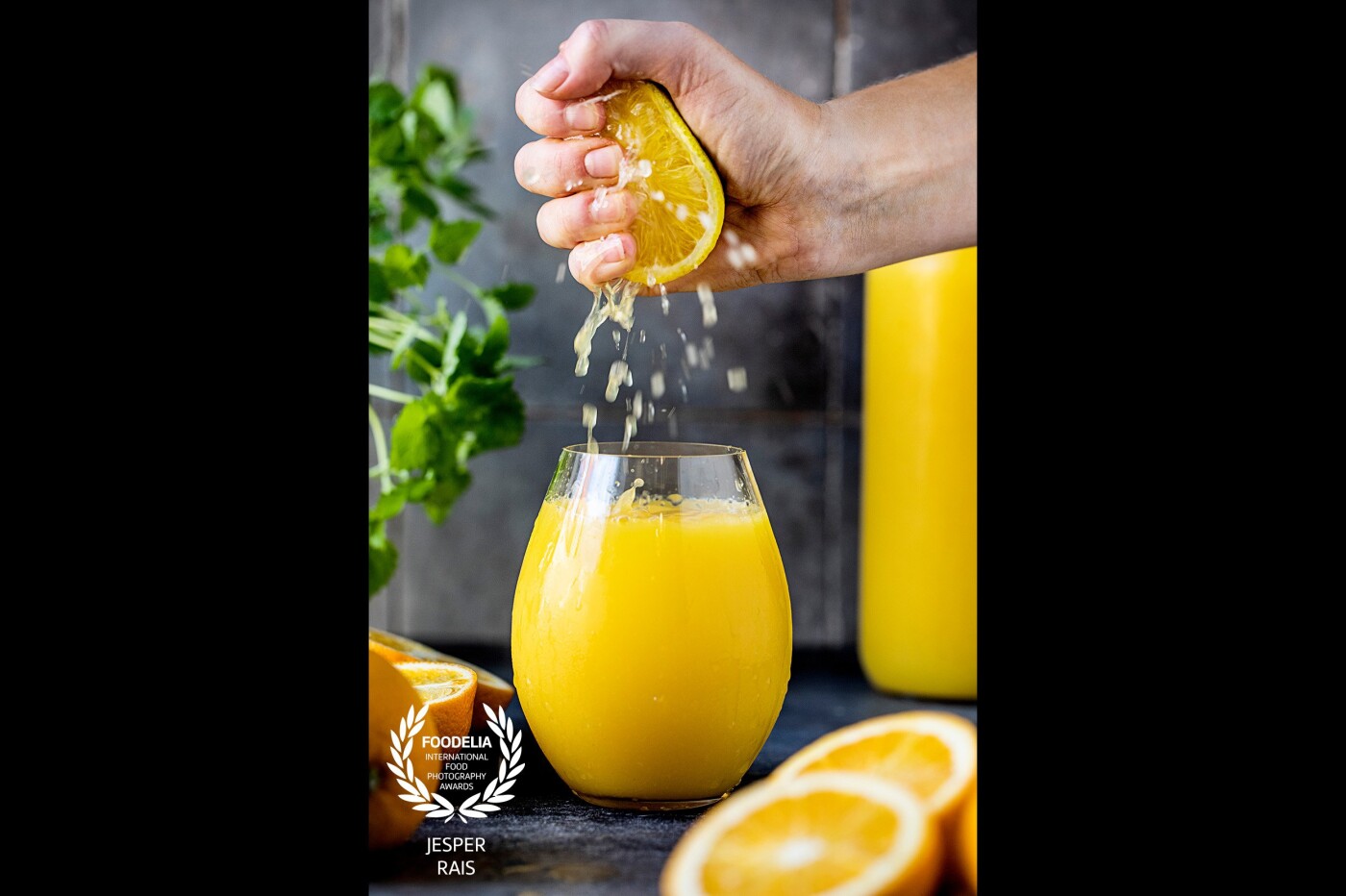 Freshly squeezed orange juice at restaurant @_greenilicious_ in Aarhus, Denmark. Everything is organically based and free of artificial sweeteners, colors, preservatives, and GMOs.