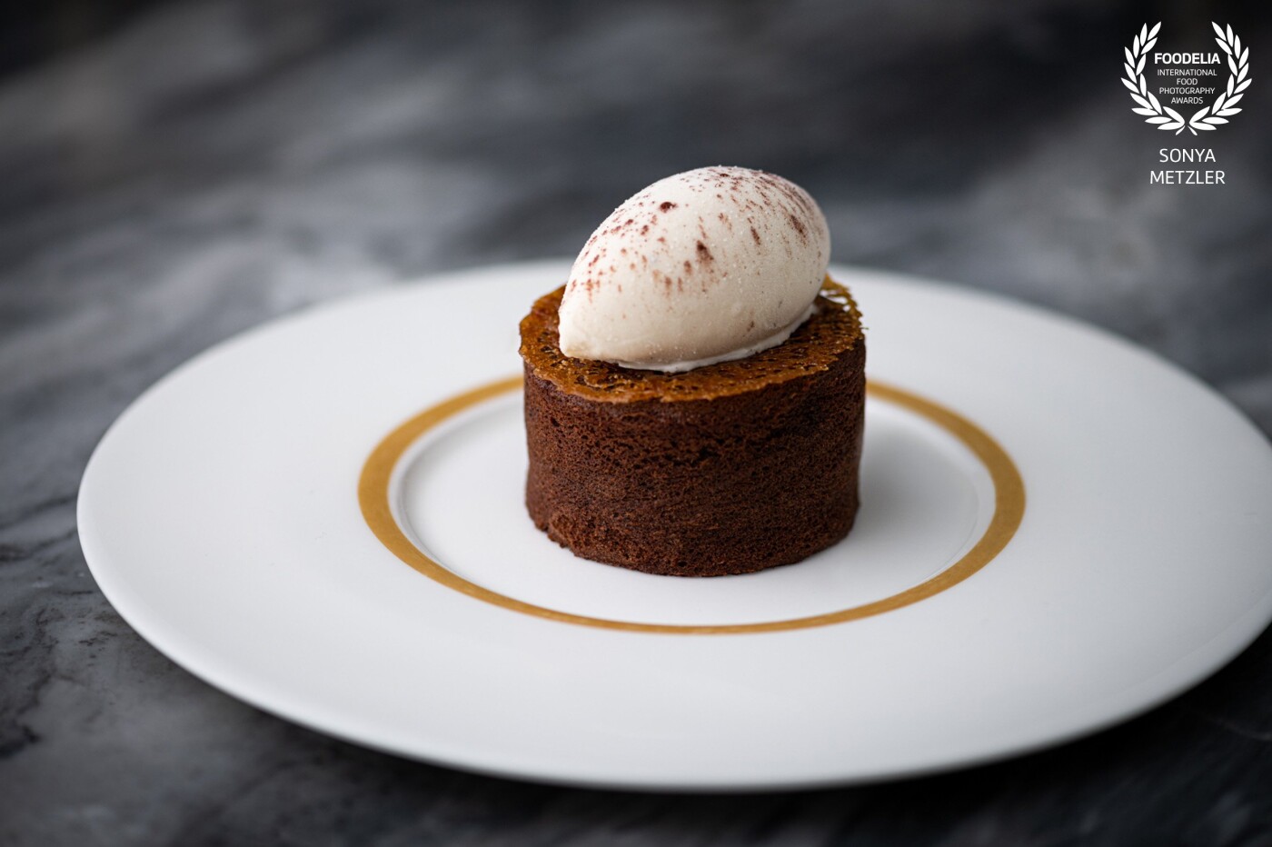 Chocolate Fondant With Roasted Cinnamon Ice Cream And Caramel Crisp<br />
<br />
By Chef @tom_peters_chef<br />
Restaurant @bobbobricard in St. James, London