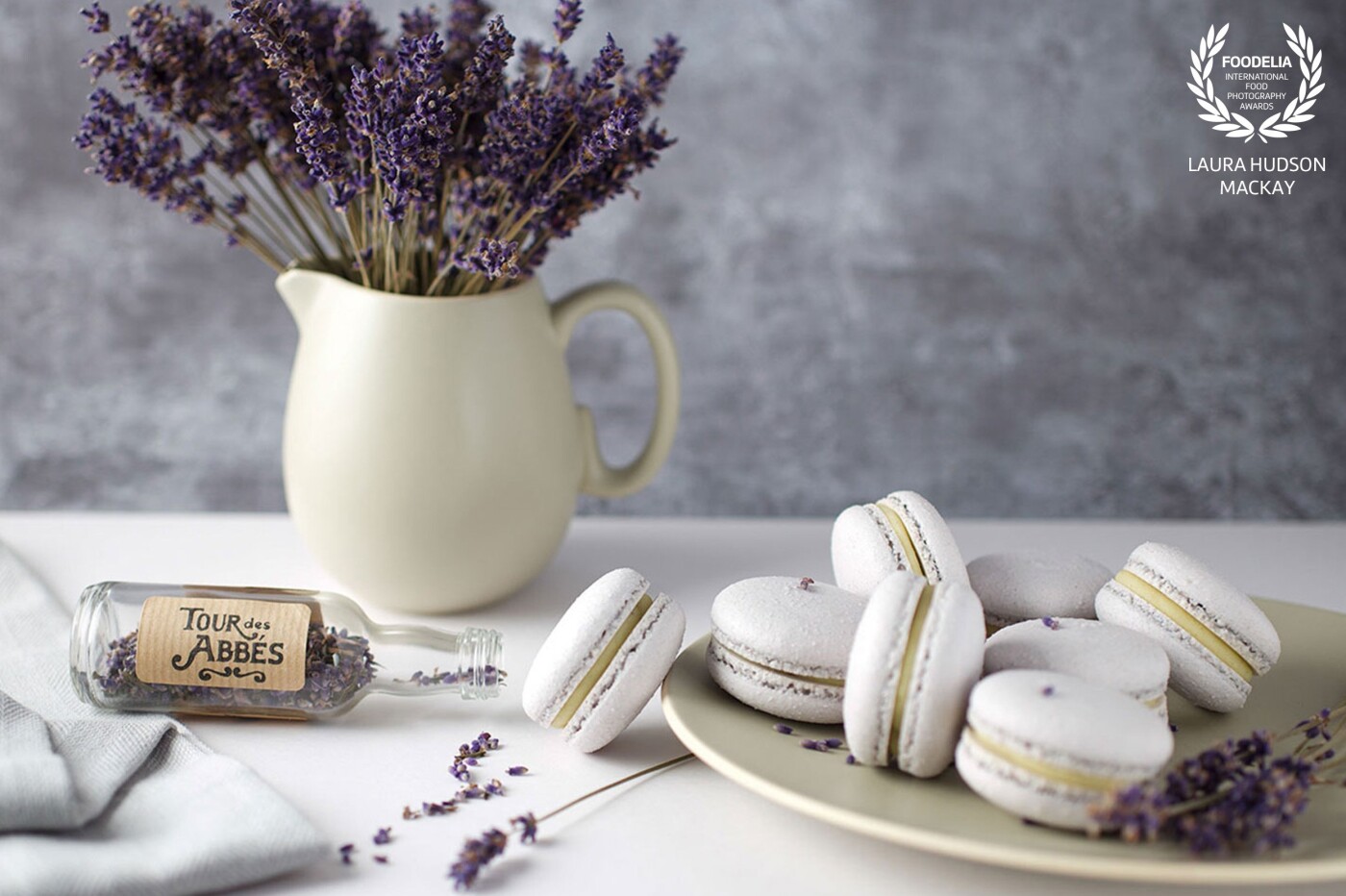 These lavender and gooseberry macarons were made using edible lavender from my garden. The crockery is Wedgewood by Vera Wang which I’ve had on my prop shelf for a while. When I saw the colour of the gooseberry filling I knew it was time to use them. 