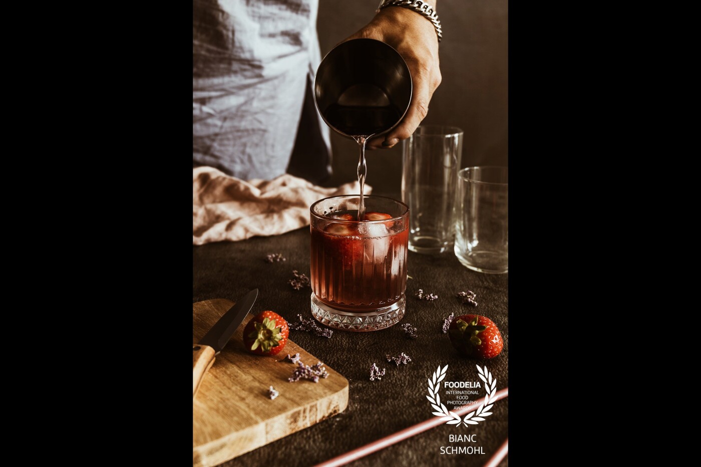 Although there is a lot going on in this photo, it still has a sense of quietness in it. It's the lightning, the balance in colours and accessories. Love to incorporate drinks in my food photography work!