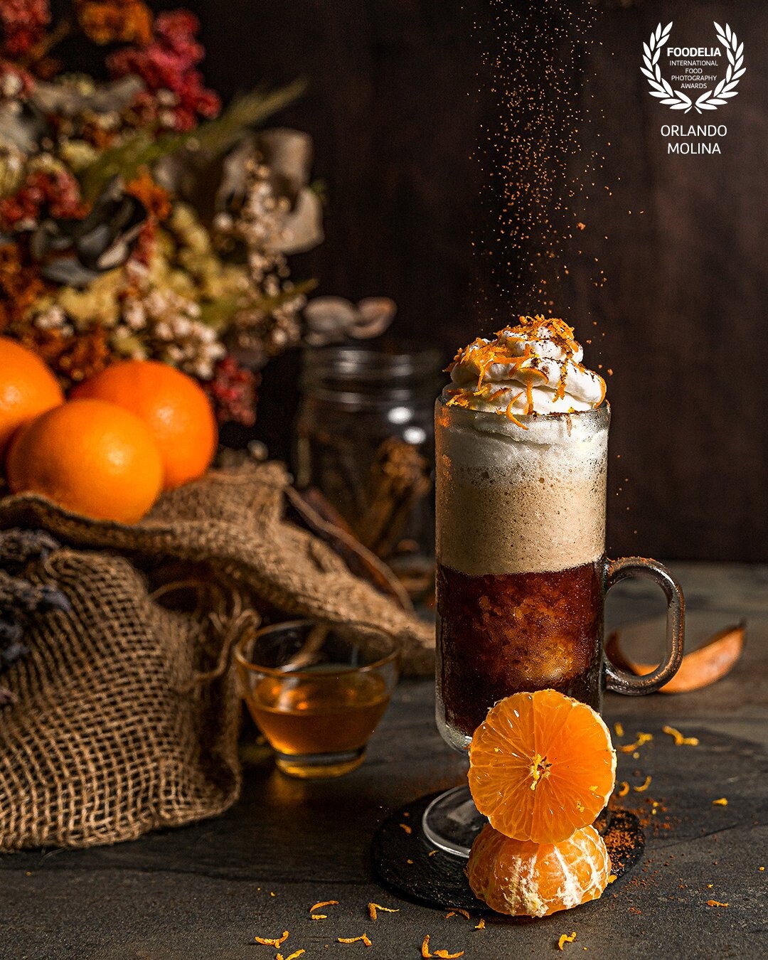 Orange coffee with cinnamon. It's magical and really tasty! I had fun doing this shoot and of course I drank this deliciousness after