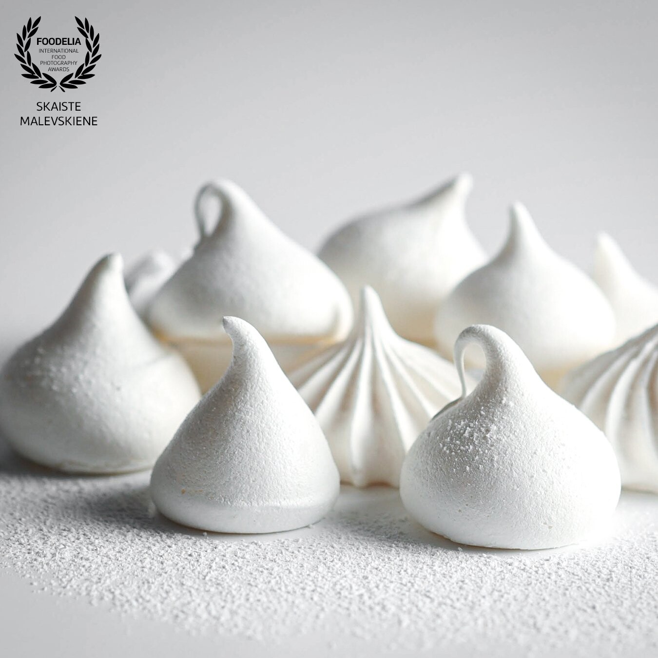 Snowy little meringues. White on white.  When you eliminate the colors, you have to play with forms, texture, shadows and highlights.
