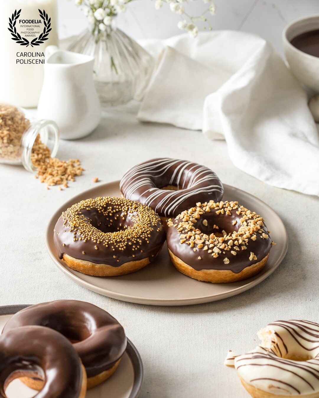 This photo was made for an international chocolate brand, the chef chocolatier made these incredible donuts for the shooting.<br />
The concept was ethereal and dreamy.