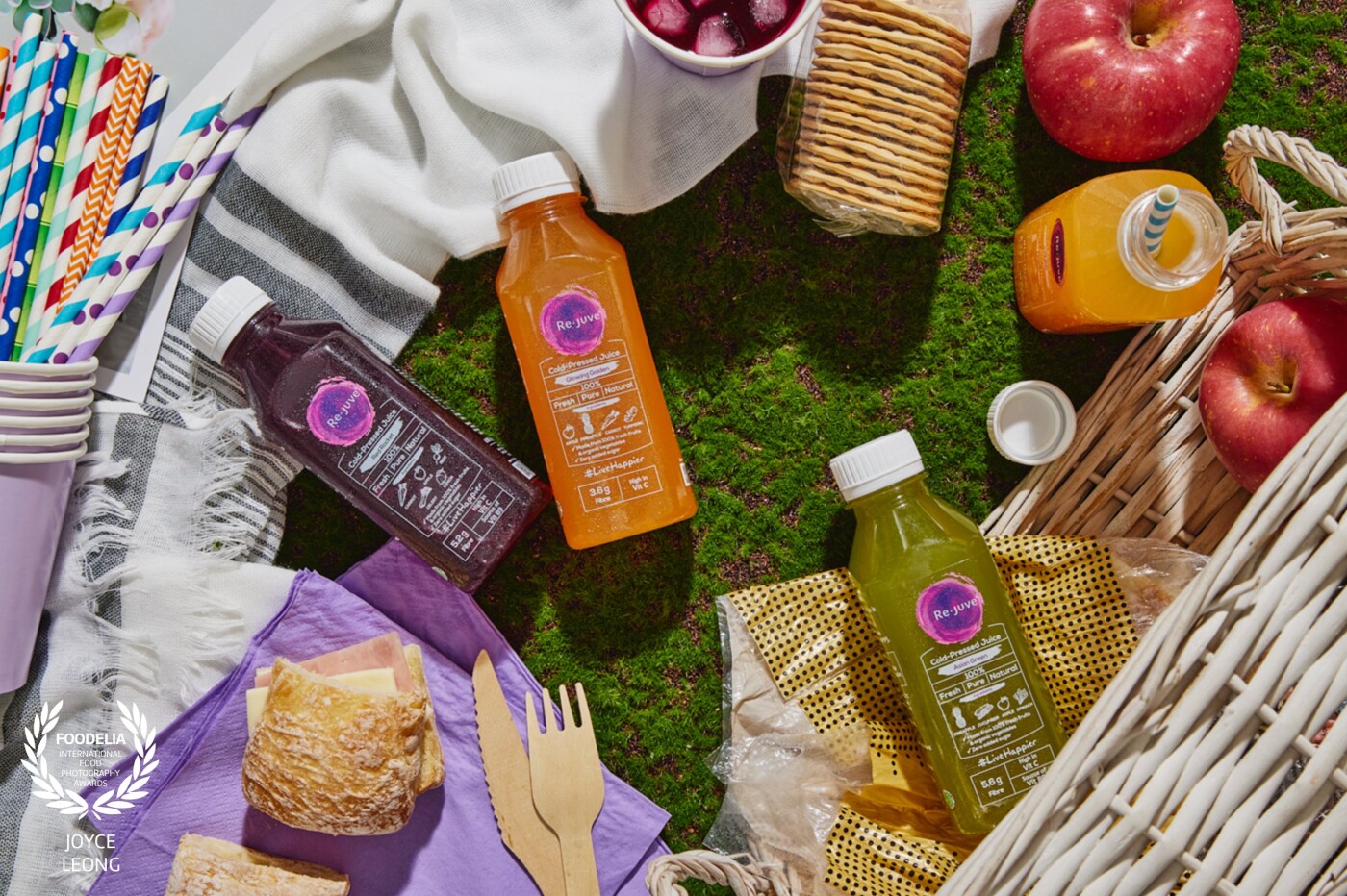 Created this for a client who wanted to showcase their juices in a lifestyle setting and a picnic on a bright sunny day was chosen for this image.