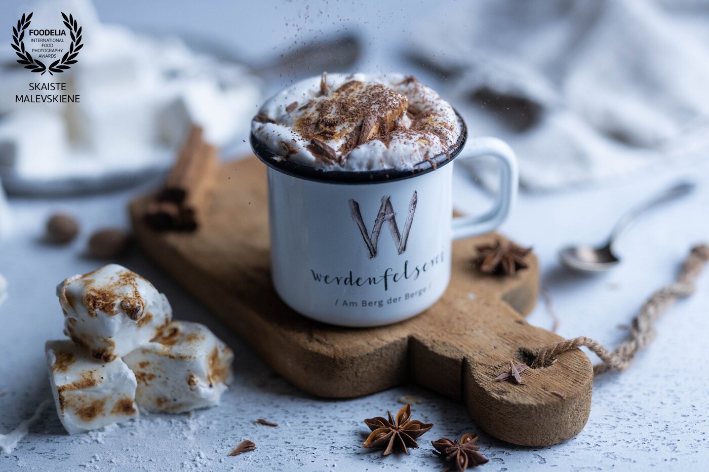 The hot chocolate season is here and making it with a home made marshmallows is such a game changer. It immediately became our families HIT. I hope this photo conveys the contrast of frosty weather and a cup of warm hot chocolate.