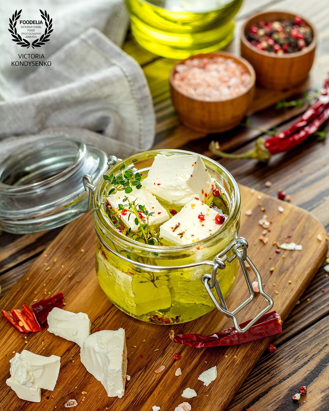 Marinated Feta Cheese is a simple to prepare appetiser that is packed full of delicious flavours. Garlic, rosemary, lemon and a little chilli combine with the Feta Cheese and Extra Virgin Olive Oil, which works perfectly with slices of crusty bread