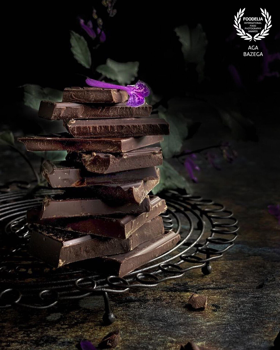 Lavender chocolate bars, image captured with natural light.