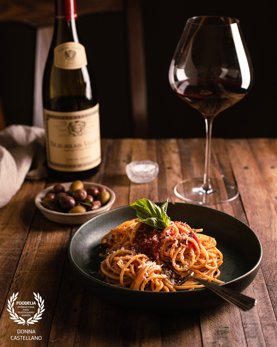 There is something so special about the simplicity of a dish of spaghetti and a glass of wine.