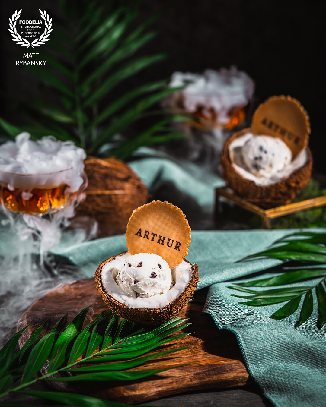 I did this photo with gelato in coconuts and I used dry ice for "eye catching" moment. Work with dry ice and rum is fun. :)