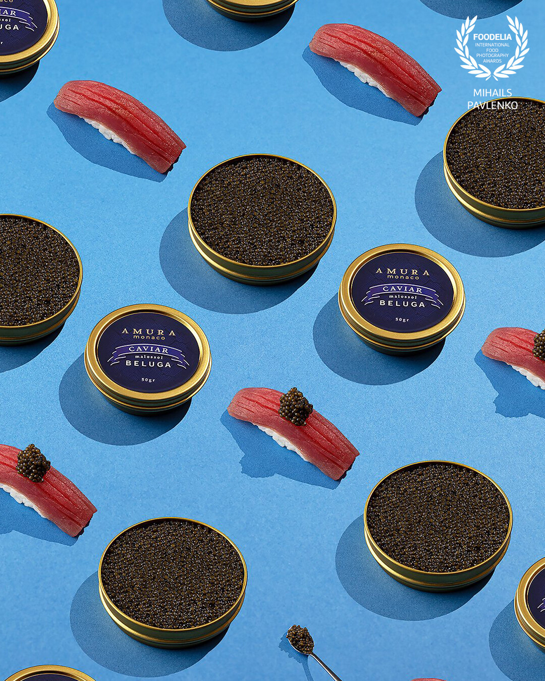 Flat lay template of high quality luxury @amura_caviar black caviar production.